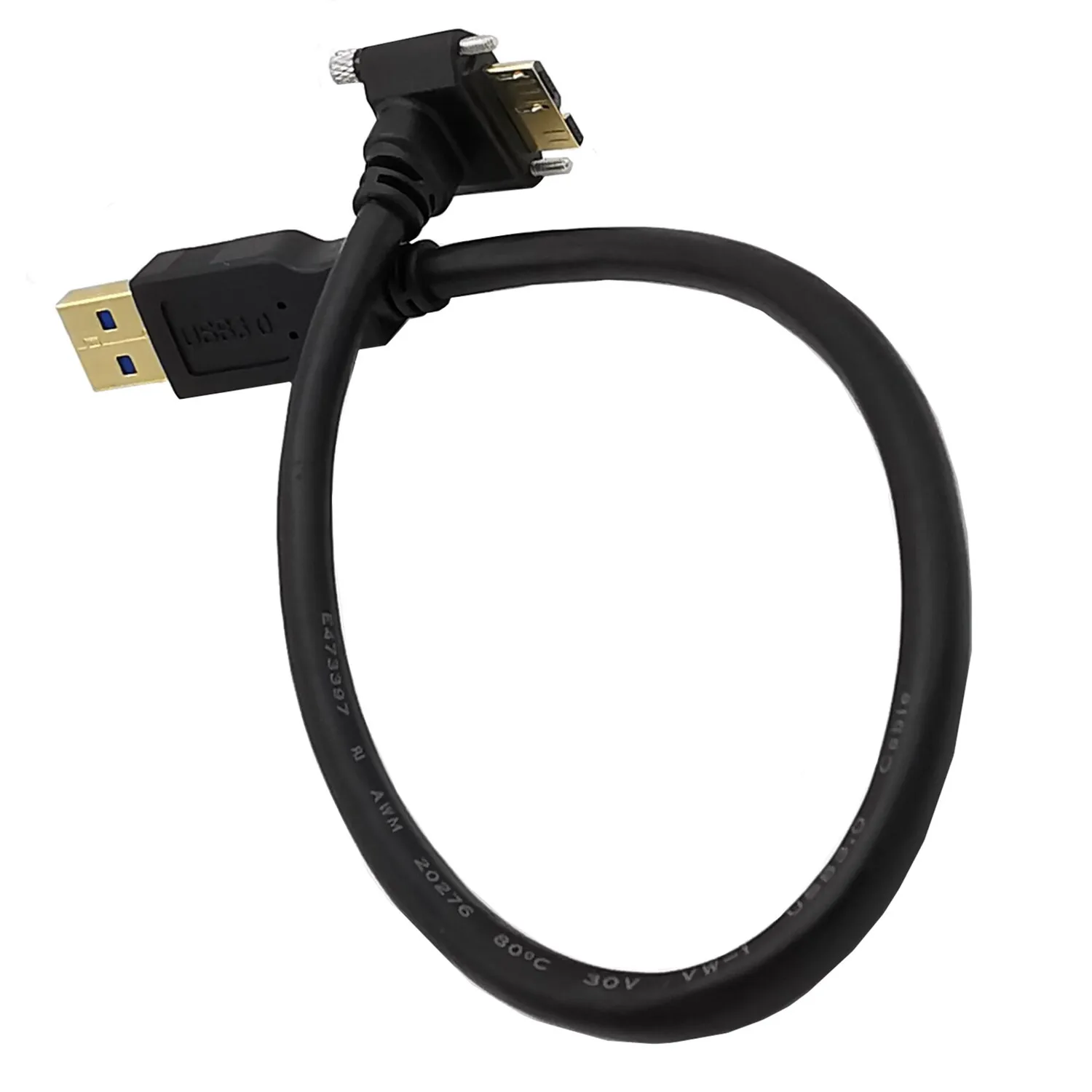 Купи Gold Plated 3.0 Cable USB AM to 90 Degree Tilt Up and Down Micro B Locking Screw Mount Data Cable Balser、Dalsa、Sony Ximea OMRON за 217 рублей в магазине AliExpress