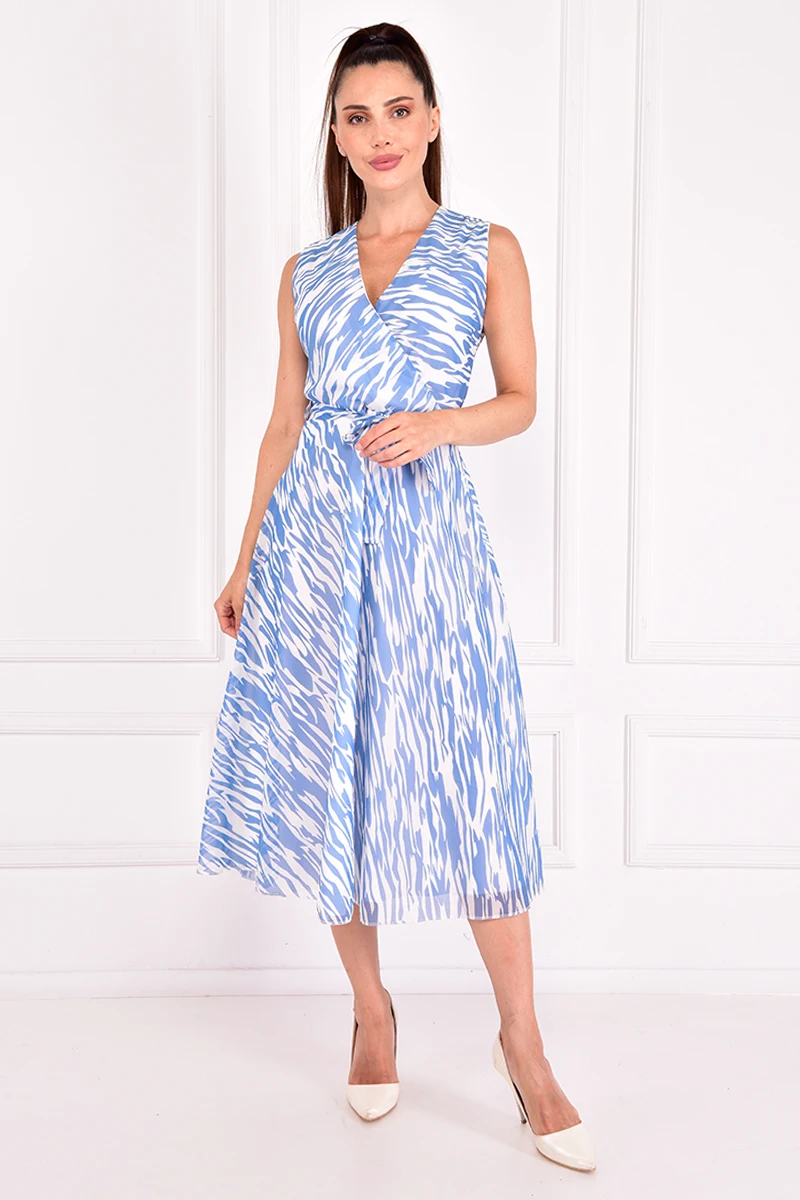 

Patterned Chiffon Dress Baby Blue ZNG3080