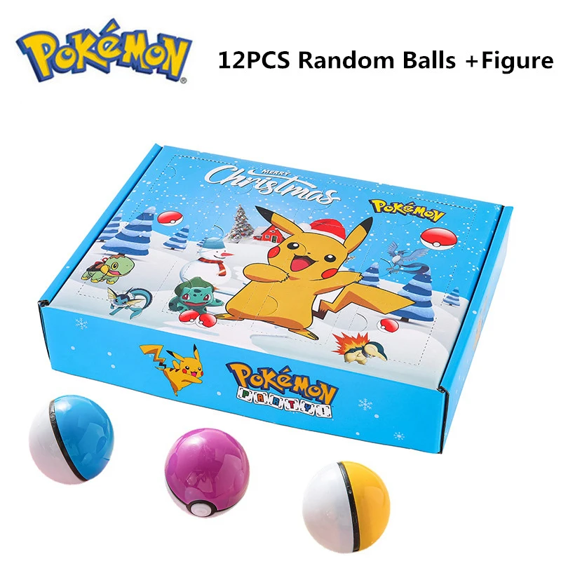 

12 PCS Pokemon Anime Christmas 2022 Advent Calendar Box Ball Figure Toys Genuine Pikachu Figuras Children Toys Pokemon Gits Box