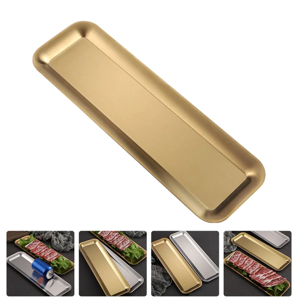 

Plate Sushi Dish Platter Serving Sashimi Tray Plates Salad Dessert Appetizer Rectangular Trays Stainless Japanese Meat Saury