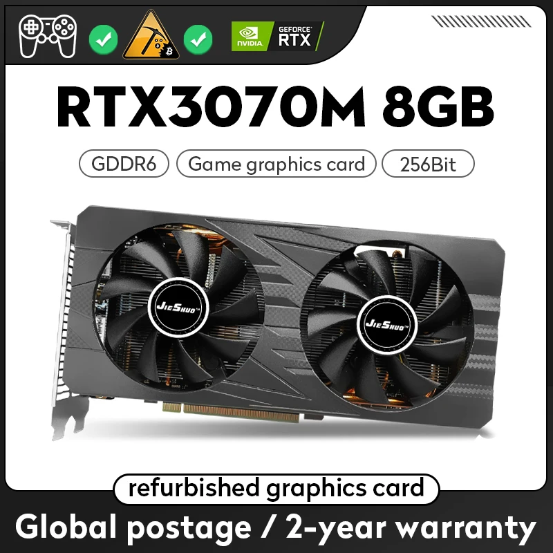 

JIESHUO RTX3070 8GB Non LHR GDDR6 256bit Computer Graphics Card,Nvidia RTX 3070M 8GB Mining or gaming pc, rtx 3070 DP*2 2HDMI