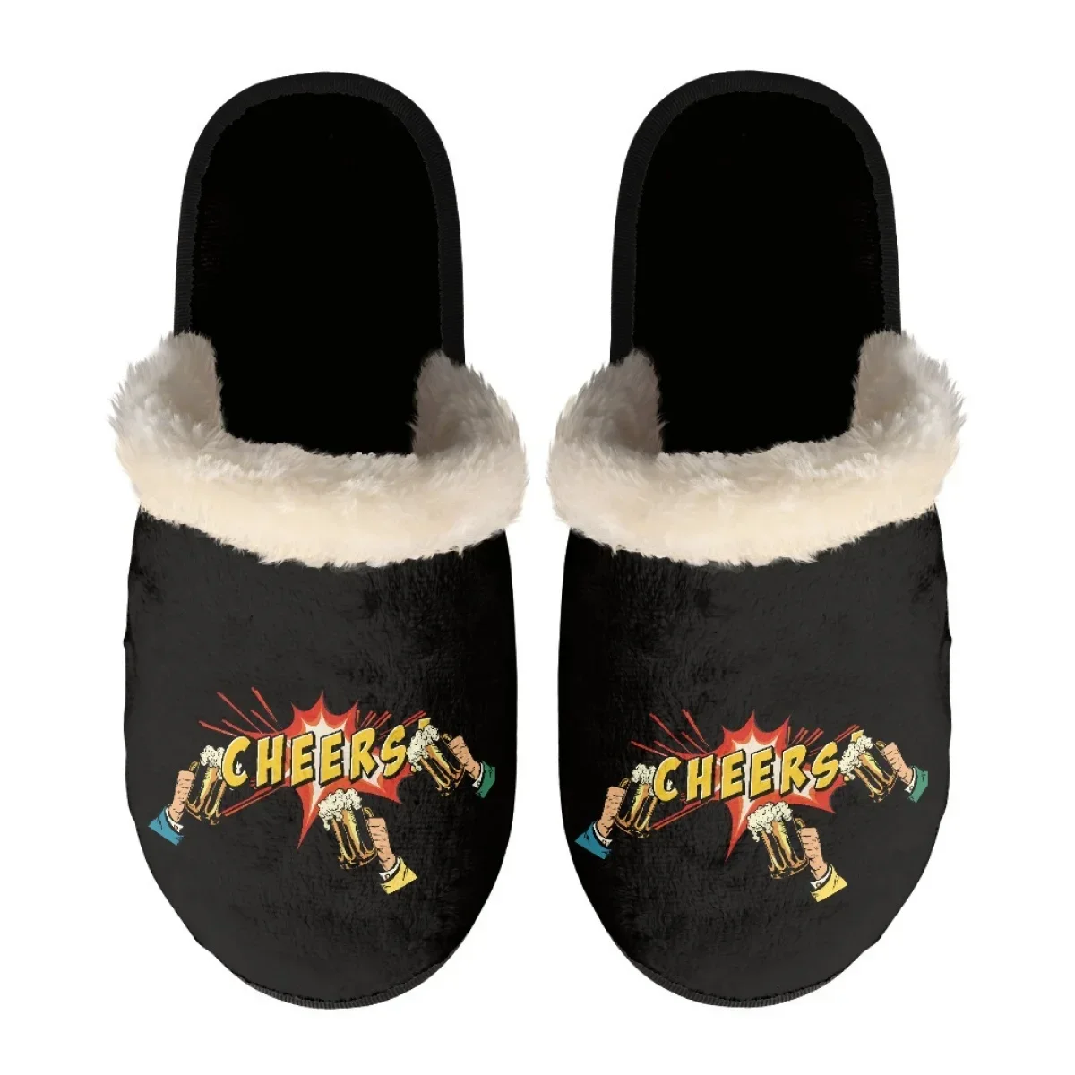 Тапочки мужские зимние с принтом мягкая плюшевая ткань не скользит домашние