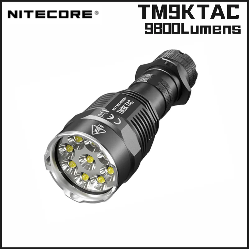NITECORE TM9K TAC Flashlight 9800 Lumens CREE XP-L2 HD LEDs USB-C Rechargeable Tactical Built-in Li-ion 5000mA Battery