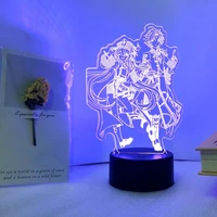new genshin impact figure hu tao xiao sunset night light for kid room decor anime 3d led atmosphere 16 colors lamp birthday gift