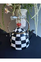 casting handle hand painted checkerboard pattern service infuser