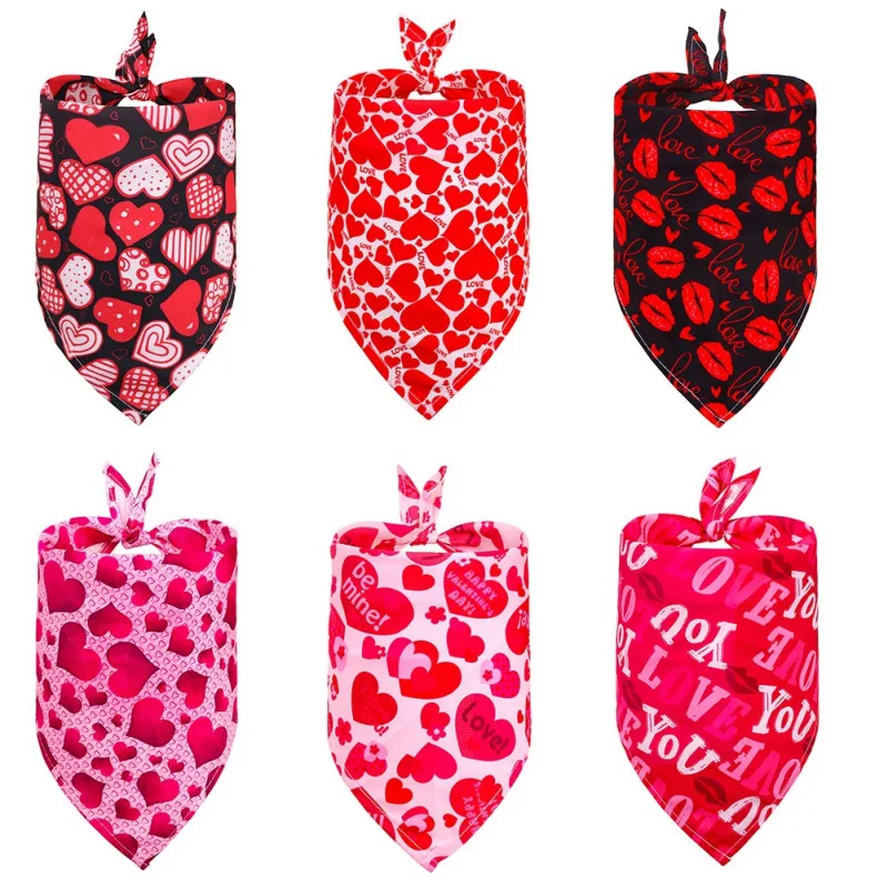 

Valentine's Day Pet Bandanas Collar for Dogs Cats Pet Triangular Bibs Scarf Collar for Puppy Accessories Pet Dog Bandanas