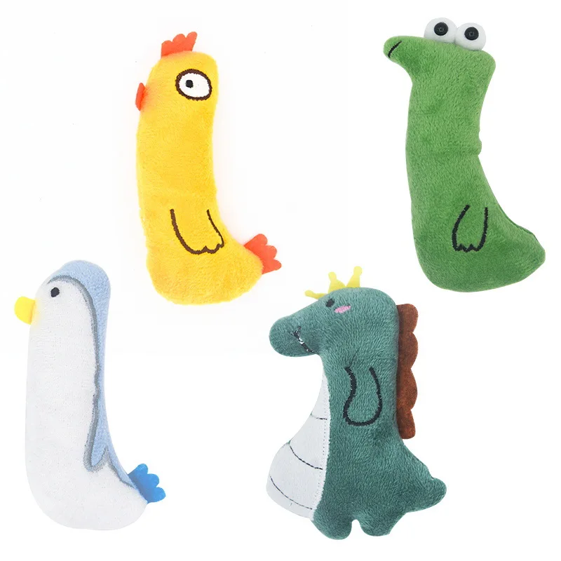 Catnip Plush Toy Cartoon Simulation Penguin Dinosaur Cobra Rooster With Sound Paper Pet Training Entertainment Cat Toys