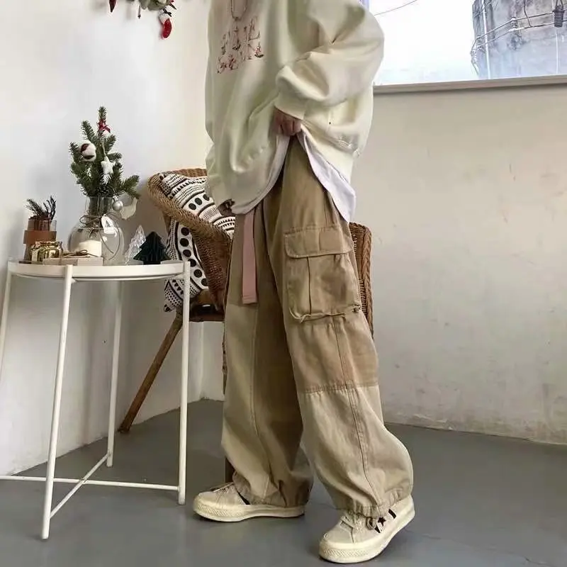 Men Clothing 2022 Cargo Pants for Men Khaki Cargo Trousers Male Vintage Loose Casual Autumn Japanese Streetwear Hip Hop