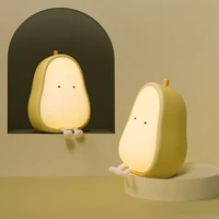led pear shaped fruit night light usb rechargeable dimming table lamp bedroom bedside decoration silicone light kid gift lampada