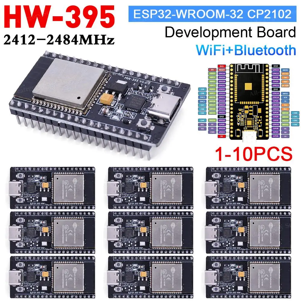 

1-10PCS ESP32-WROOM-32Development Board CP2102 WiFi + Bluetooth-compatible Module 32Mbit SPI Flash ESP32 Development Boards