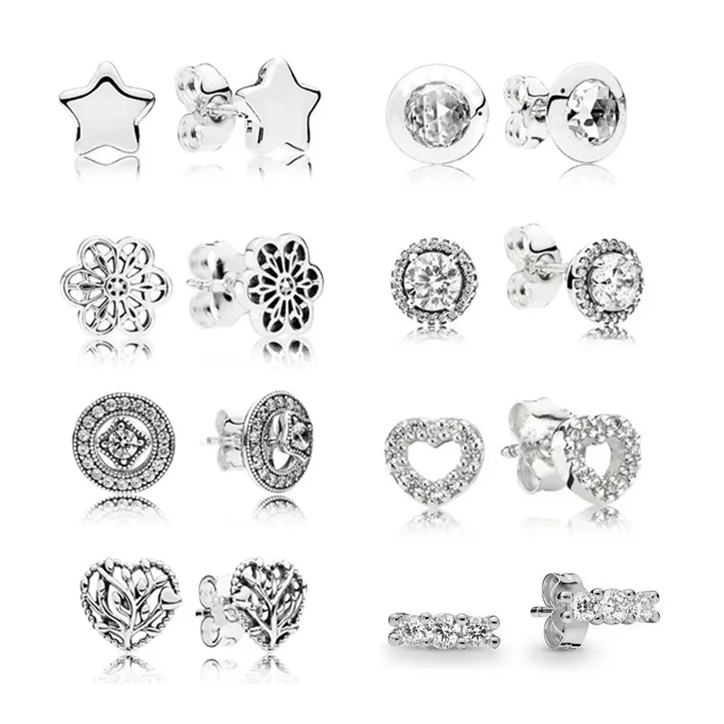 

Silver Pentagram Love Heart Zircon Women Earrings Fashion Charm Making Family Friends Gift Banquet Oorbel Designer Jewellery
