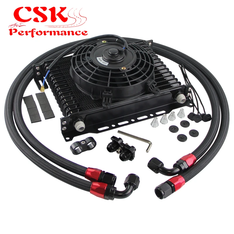 

AN10 15 Row Oil Cooler + 7" Electric Fan kit Fit For BMW E36/E46 135/E90 335