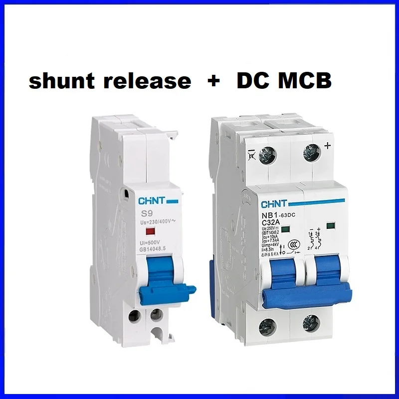 

CHINT NB1-63DC DC MCB With Shunt Release Solar Energy Photovoltaic Mini Circuit Breaker 1P 2P 4P DC250V DC500V DC1000V NB1 S9