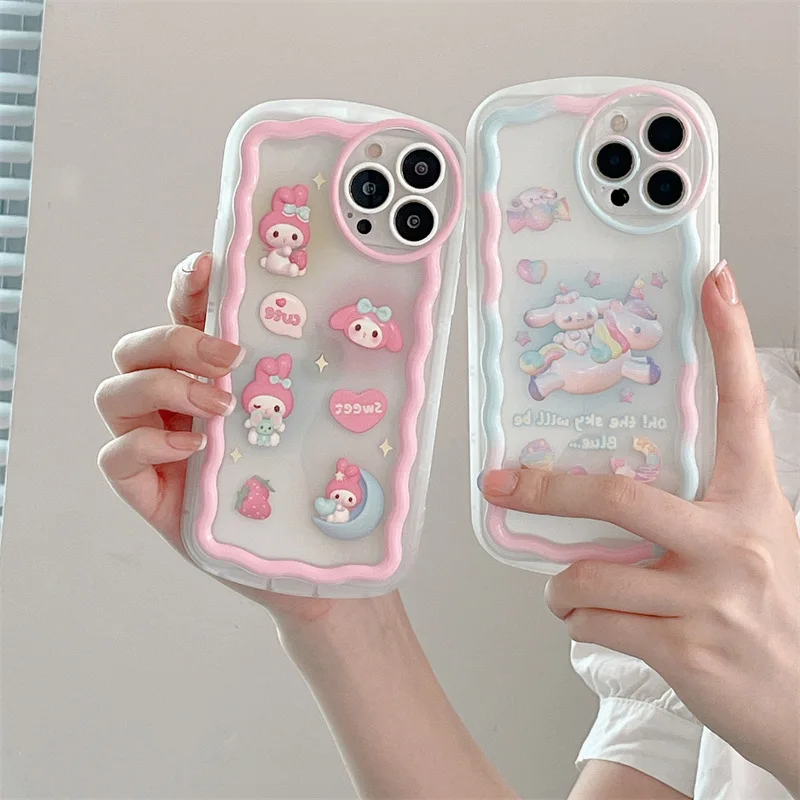 

Kawaii Anime Phone Case Sanrioed My Melody Cinnamoroll Cute Cartoon Girl Silicone Phone Case Gift for iPhone 11 12 13 ProMax XR