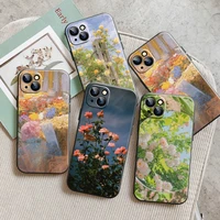 luxury flower soft silicone phone case for iphone 13 11 pro 12 mini max x xr xs 8 7 plus 6 6s se 2020 black back coque