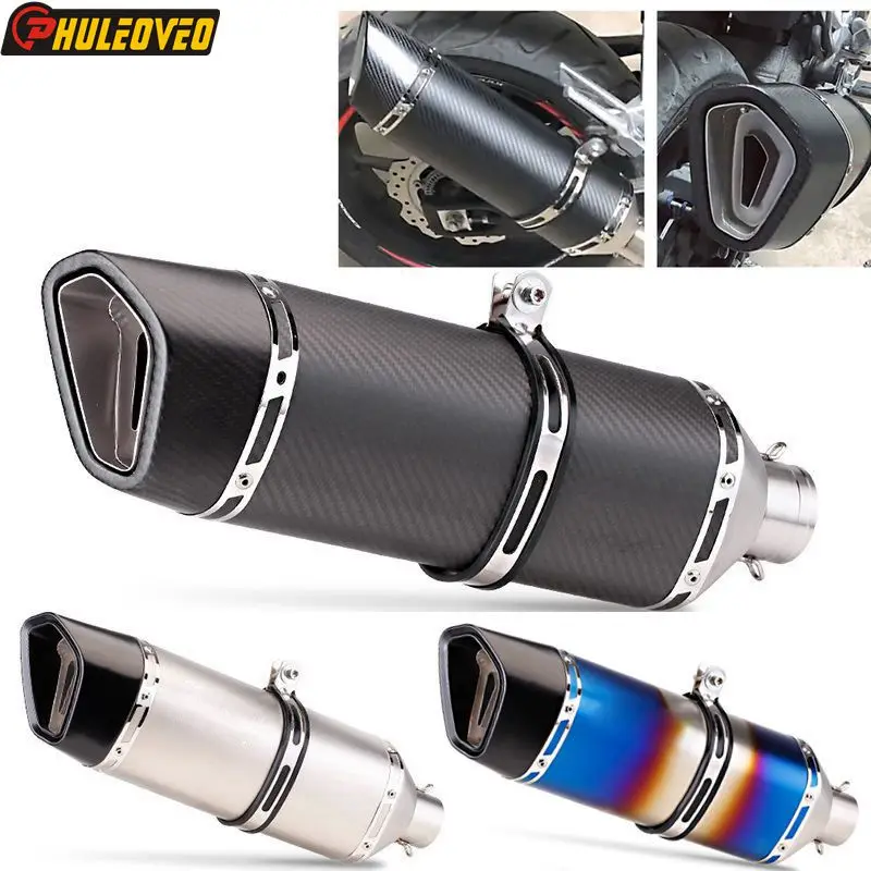 

Inlet 51mm Universal Motorcycle Exhaust Muffler Escape Moto with DB Killer Carbon Fiber Muffler for Nmax Xmax Tmax Ninja400 R25
