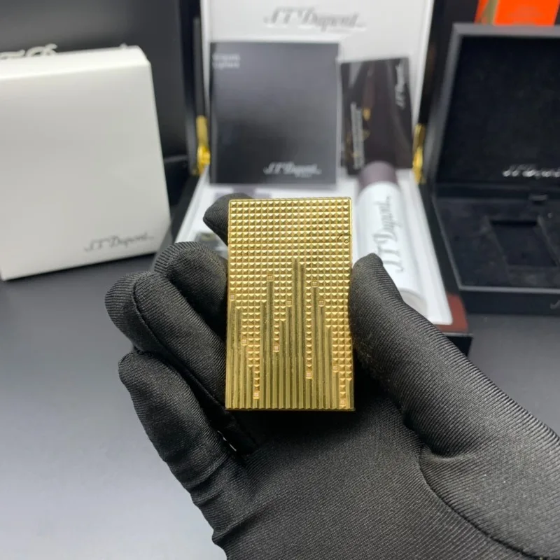 S. T. DUPONT-металлическая газовая зажигалка зеркальная шлифовка открытое пламя
