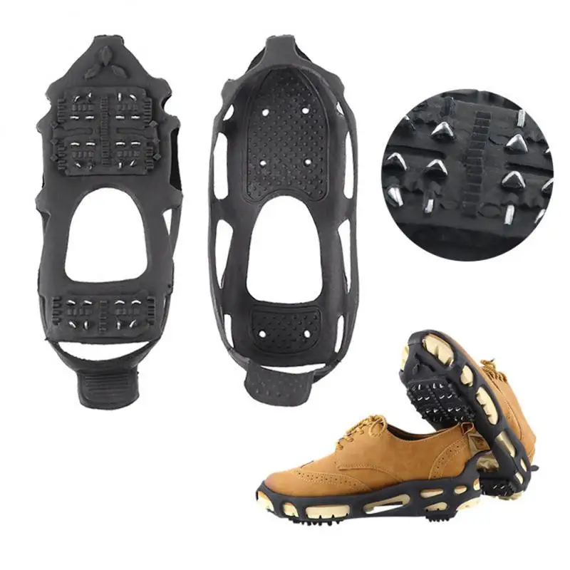 

Stainless Steel Snow Antiskid Shoe Cover Durability 24 Tooth Crampon All Ages Black Shoe Buckle Snow Essential Comfort Crampons