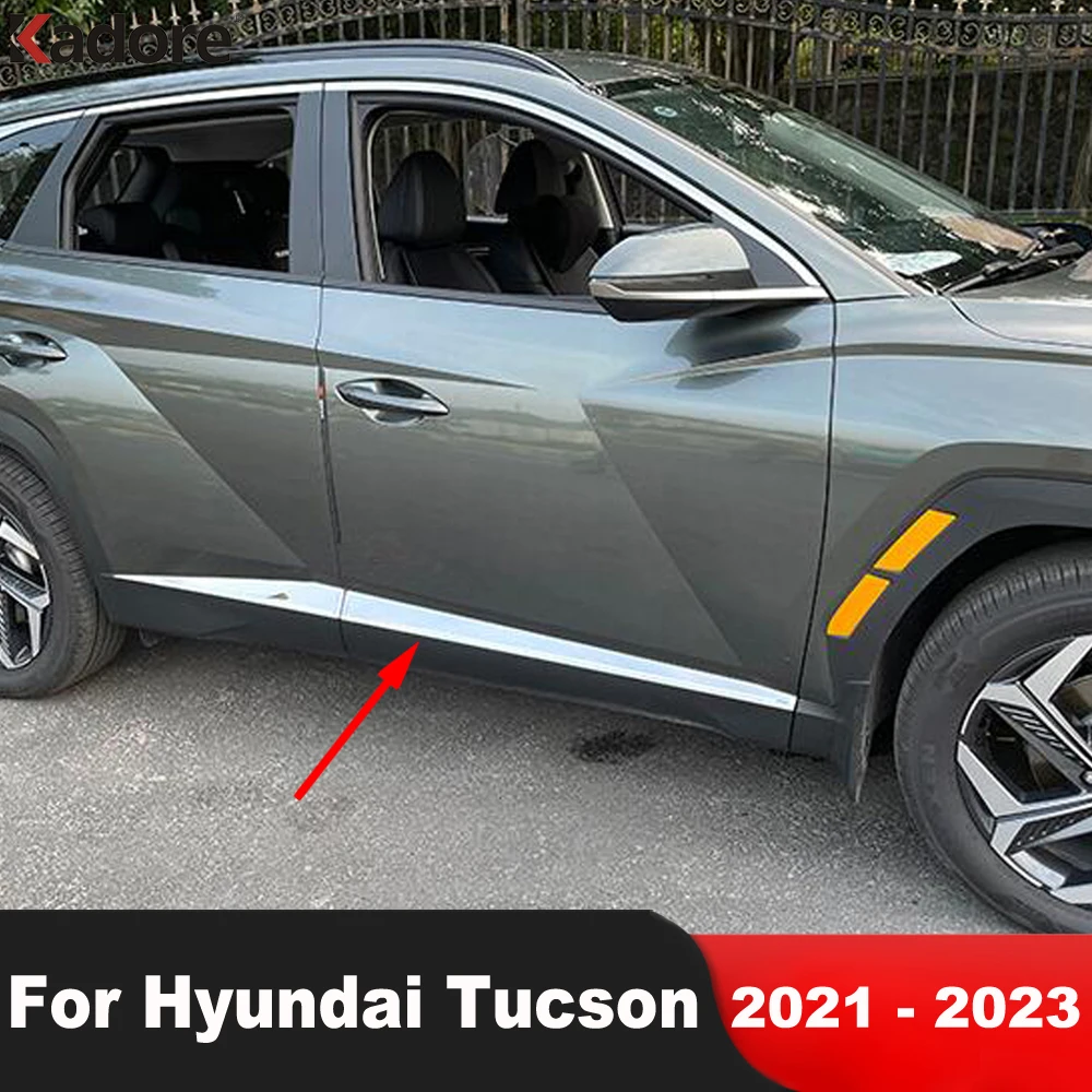 

For Hyundai Tucson NX4 2021 2022 2023 Chrome Side Door Body Trim Door Streamer Molding Garnish Strip Accessories Car Styling