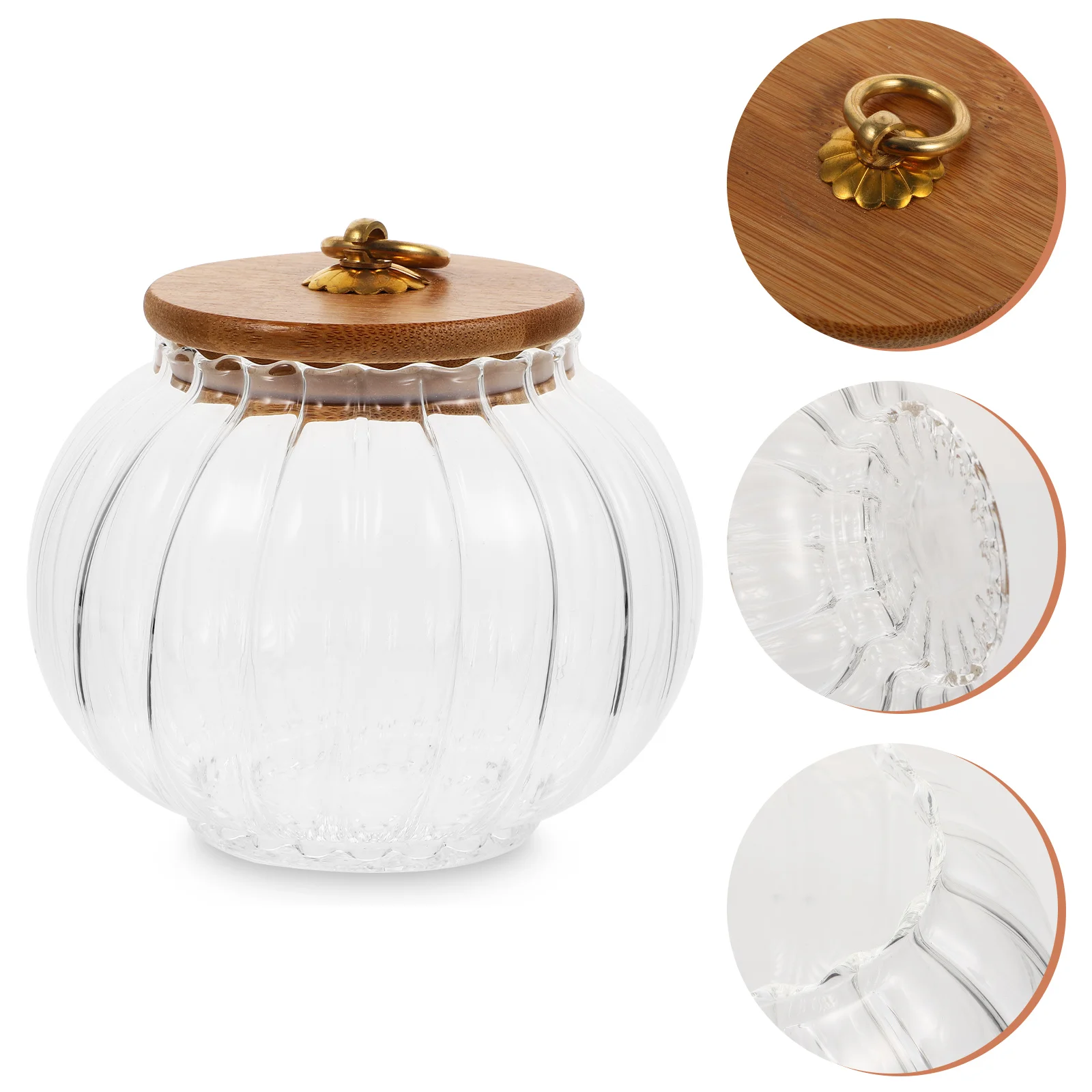 

Pumpkin Glass Jar Sealed Containers Food Canisters Dry Fruit Flour Storage Tank Tea Bamboo Grain