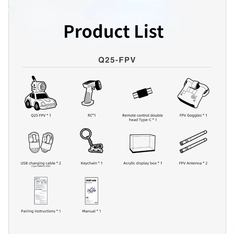 DIATONE Official SNT JustAir 1:100 Q25-240 Mini RC FPV RTR 2 4G Micro Car 480P HD камера очки с дистанционным
