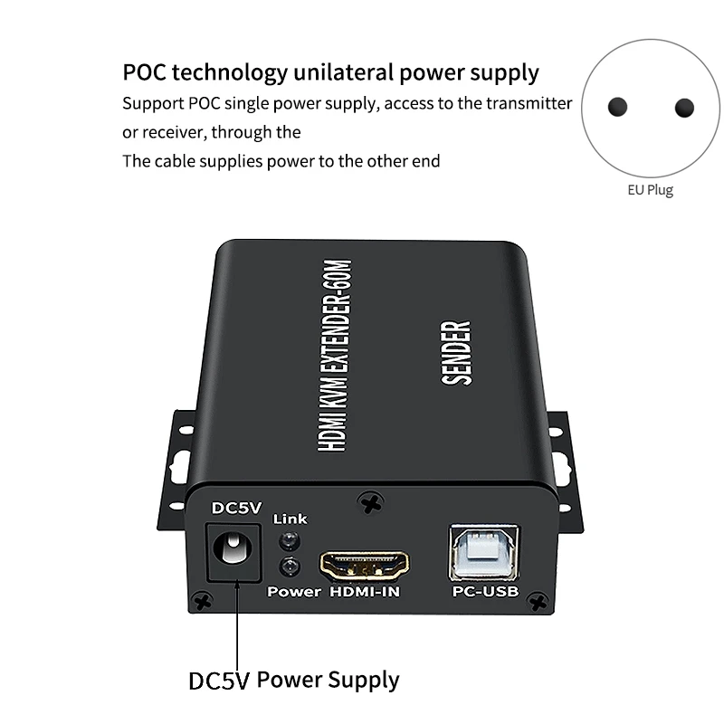 HFES HDMI-совместимый квм-удлинитель 60 м через Cat5/6 Ethernet-кабель 1080P USB аудио видео