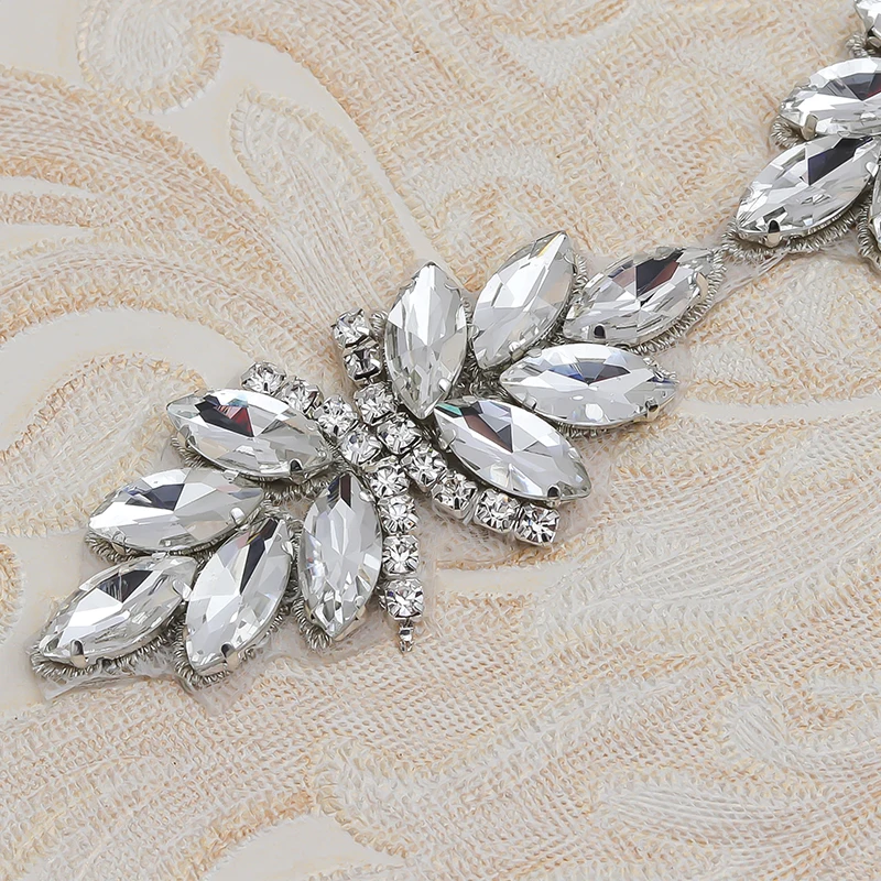 WENXI 1 ярд ручной работы прозрачный розовый Золотой Кристалл Стразы аппликация