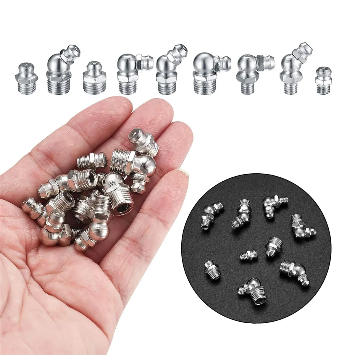 60 шт. комплект метрических смазочных фитингов M6 M8 M10 45 90 градусов гидравлическая