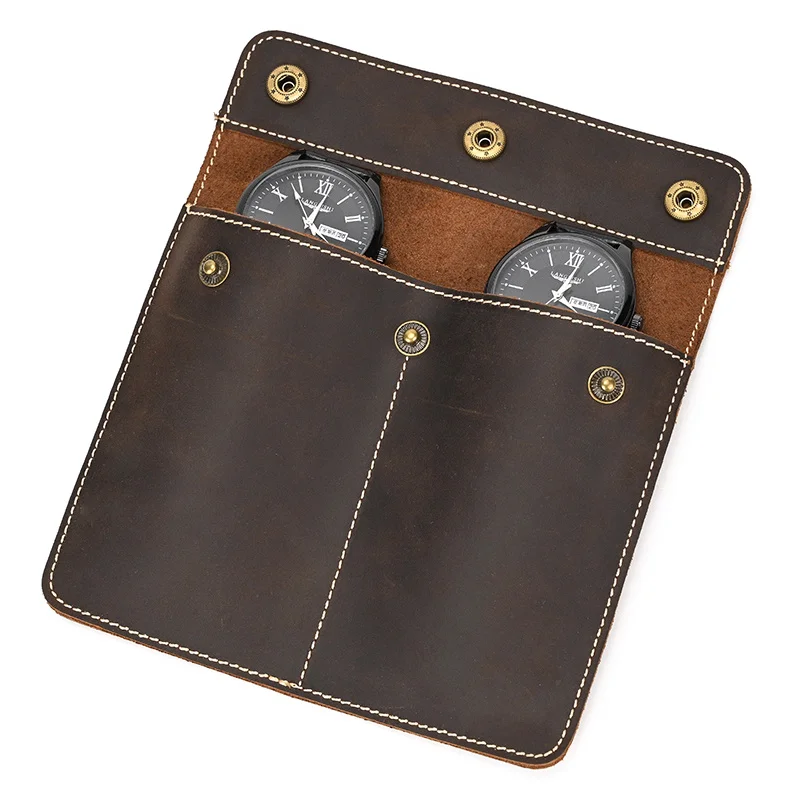 

1pc 2pcs Slots Watch Cover Travel Case Chic Portable Vintage Leather Display Storage Bags Cowskin Organizers