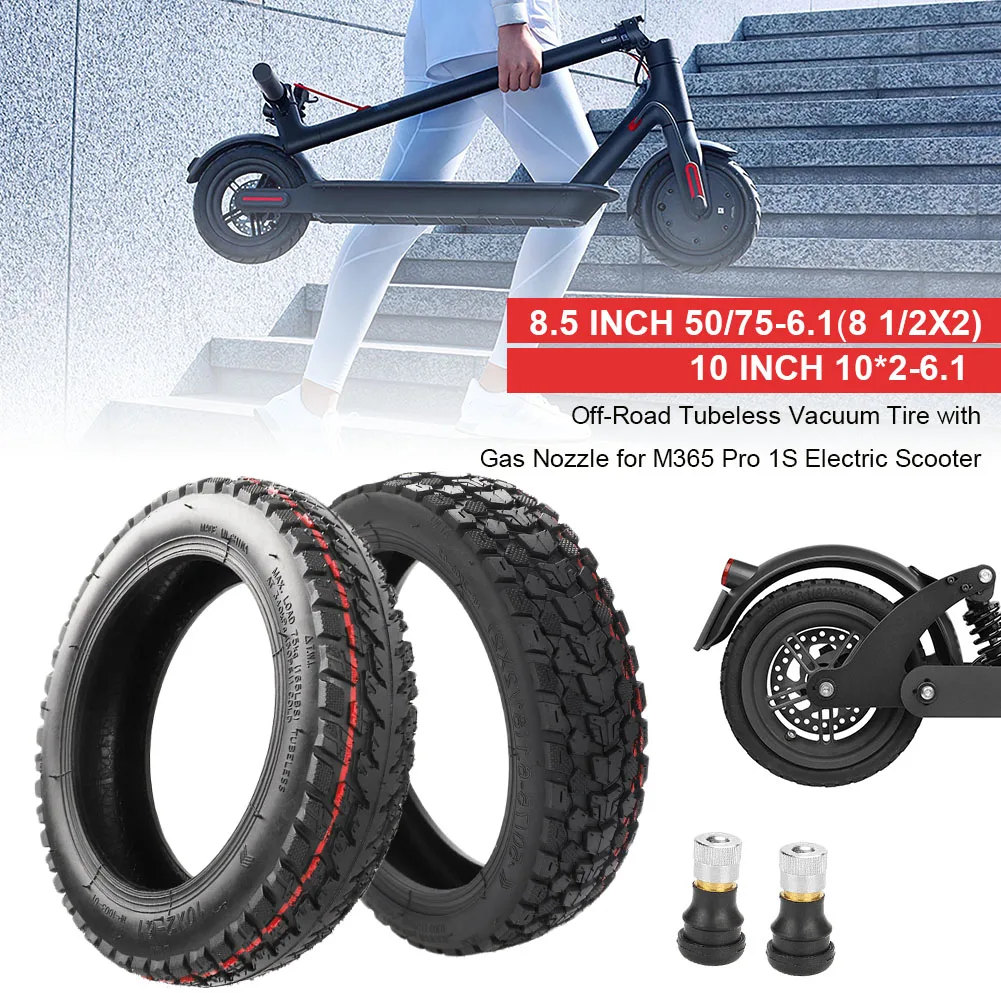 8.5/10 Inch Off-Road Vacuum Tubeless Tire with Gas Nozzle 8 1/2x2 Durable Scooter Tyre for Xiaomi M365/Pro/1S Electric Scooter