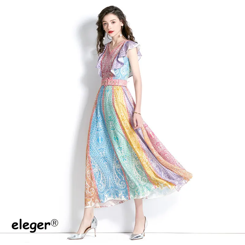 

2023 New In Ethnic Style Luxury Designer Clothing Women Elegant Long French Fashion Summer Office Lady Vacation Indian Dresses
