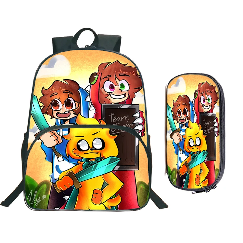 

Compadretes Mikecrack School Backpack Pen Bag 3D Cartoon Bookbag 2pcs/set Anime Mochila Boys Girls School Bag Students Back Pack