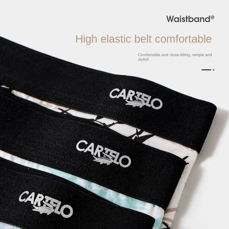 Men's High Quality CARTELO 3A Antibacterial Underwear Pure Cotton Men's Boxer Shorts Moisture Wicking Stretch Underwear