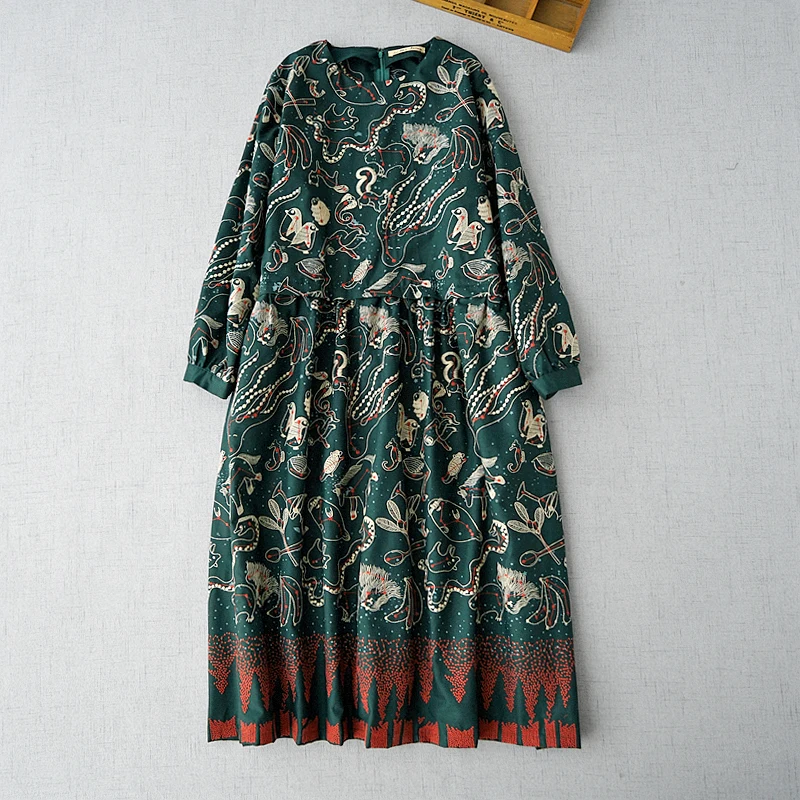 

Spring Autumn Women Loose Plus Size Japan Style Mori Kei Fashion Exquisite Full Embroidery Comfortable Cotton Pullover Dresses