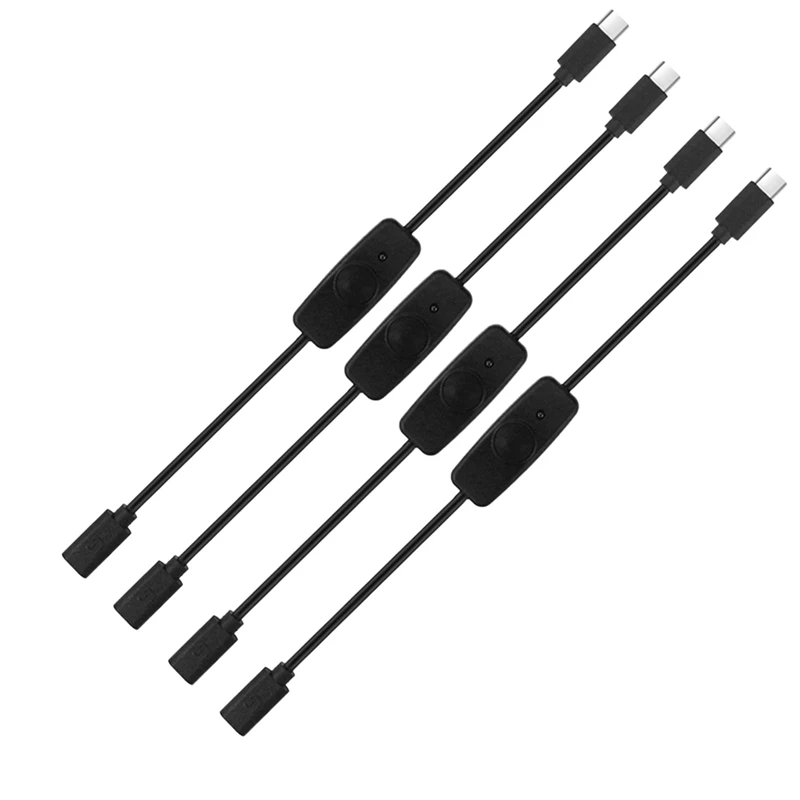 

New Power Switch USB Type C With Indicator Light Male To Female USB-C Extension Cable Switch For Raspberry Pi 4B 4Pcs