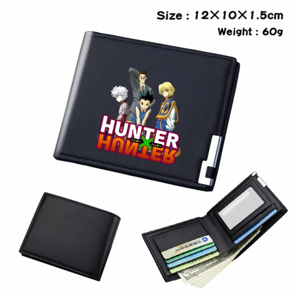 

Anime Hunter Hunter Leather Wallet Bifold Casual Young Men Women Coin Bag Photo Card Holder Black Cartoon Purse Cosplay Gifts