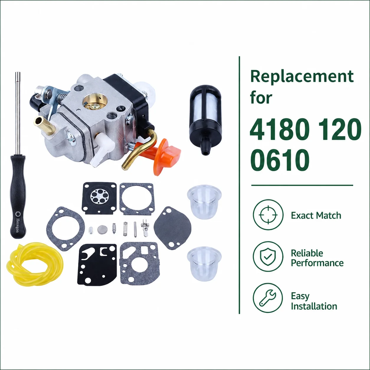 Фото Ремкомплект карбюратора для Stihl HL95 HL100 HT100 HT101 KM90 KM100 KM110 KM130 SP90, замена 4180 120 0610 Zama C1Q-S110D, с инструментом №2