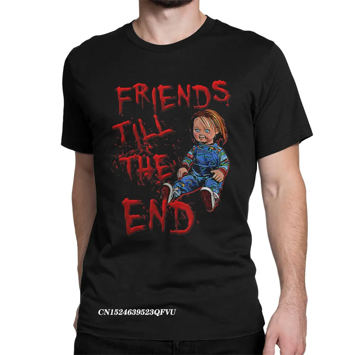 

Friends Till The End T-Shirts Men Women 80s Scary Horror Good Guy Chucky Tees Round Neck Harajuku Tshirt Birthday Gift Tops