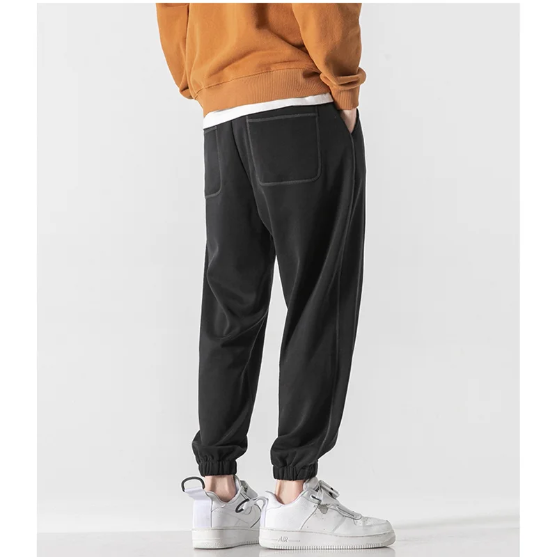 Streetwear Men 2022 Autumn and Winter Fashion New Pattern Loose Sweatpants Elastic Waist Black/Bluish Grey Casual Pants Female