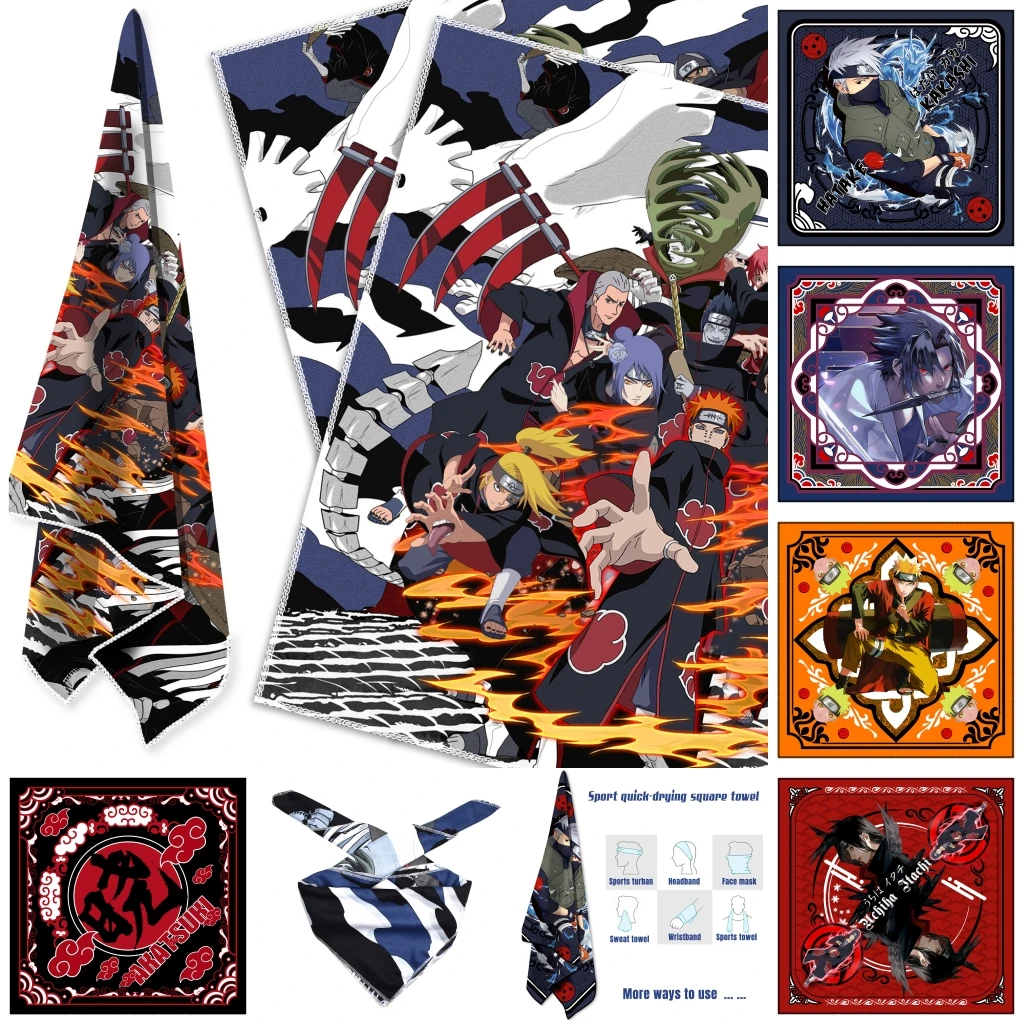 

58cmx58cm Anime NARUTO Akatsuki Hatake Kakashi Cosplay Adult Unisex Costumes Square erchief Handkerchief Towels Party Prop