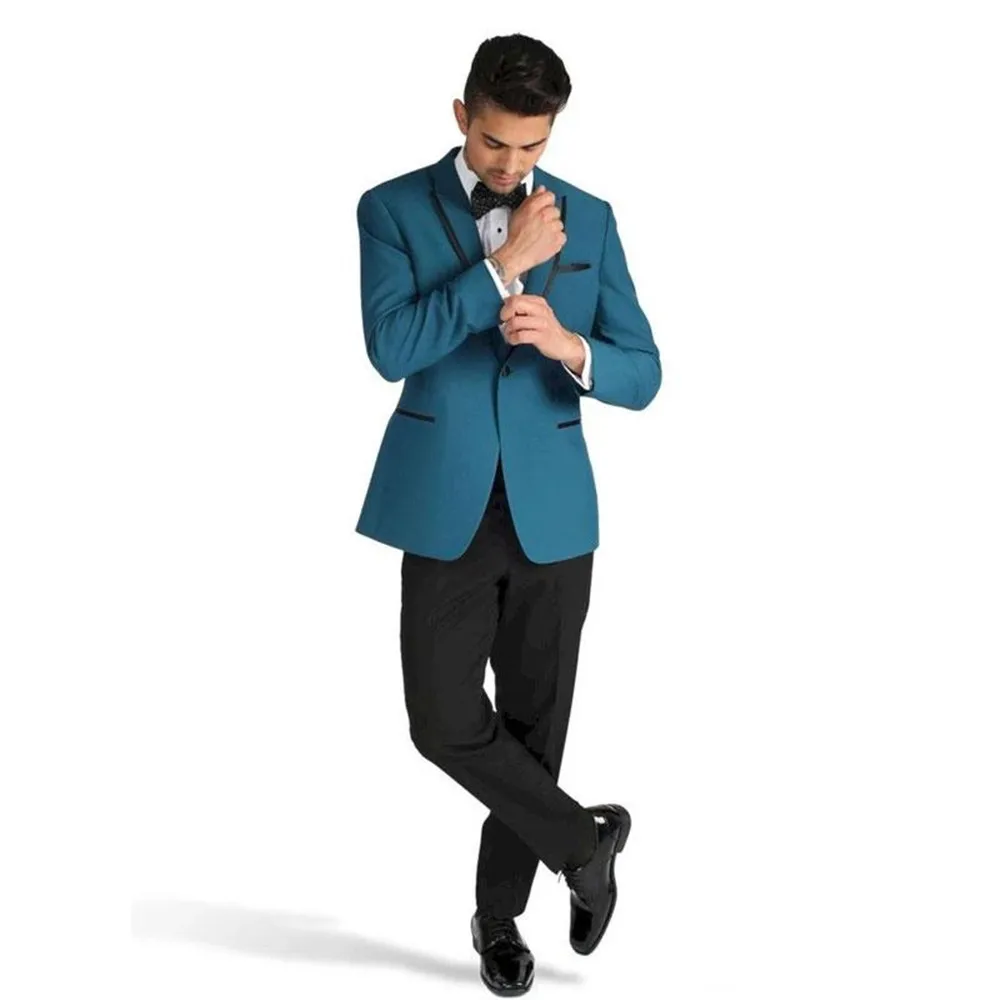 

New Arrival Mens Prom Suits Peaked Lapel Wedding Suits For Men Long Sleeves Groomsman Tuxedos Two Pieces Groomsman Blazers Pants