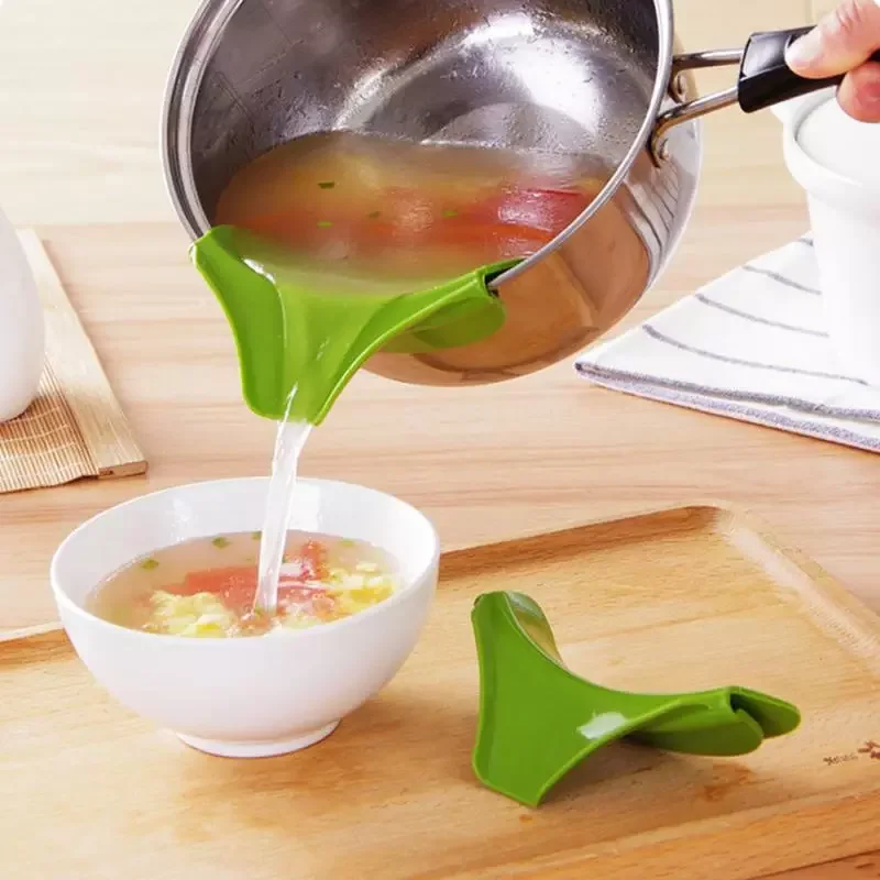 

2022New Liquid Funnel Anti-spill Slip on Pour Soup Spout Funnel for Pots Pans Bowls Jars Creative Portable Kitchen Gadget Tool
