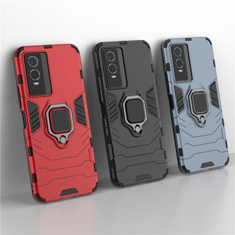 

For Vivo Y76s Case Cover for Vivo Y76s 5G Cover Armor Shell Capa Fundas Finger Ring Kickstand Back Phone Case for Vivo Y76s 5G