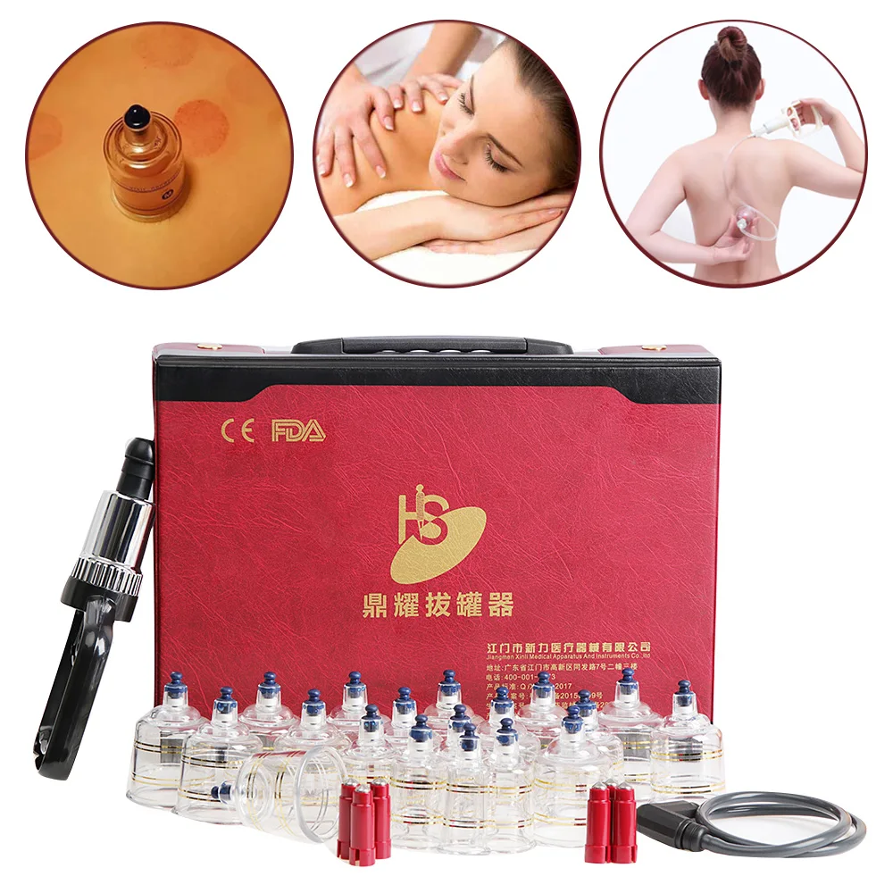 19 Cans Vacuum Cupping Therapy Massage Set Chinese Medicine Physiotherapy Healthy Care Anti-Cellulite Suction Cups Body Massager