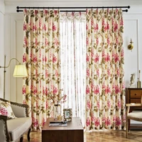 2022 american floral curtains for bedroom living dining room kitchen printed linen curtain window drapes blackout luxury