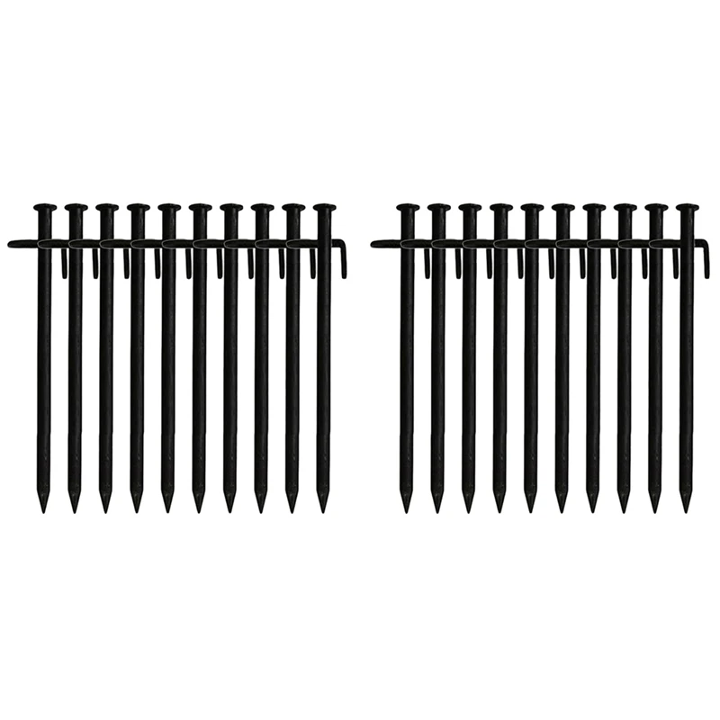 

20 Pcs Heavy Duty Black Steel Metal Tent Nail Camping Stakes Pegs Ground Nail