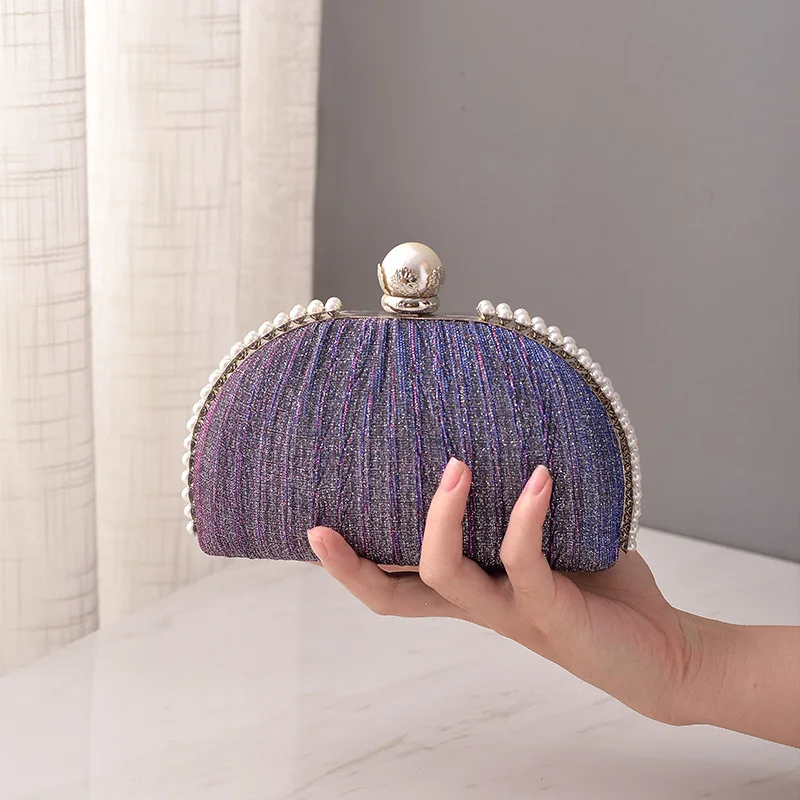 Women's Party Banquet Clutch Wedding Crossbody Bag Pearl Shell Bag Fashion Evening Handbags Luxury Chain Strap Shoulder Bags