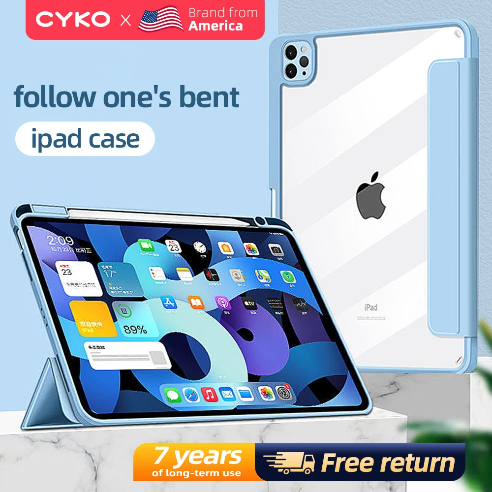 

CYKO For iPad Case With Magnetic absorption separation for iPad Pro 11 12.9 Inch With Pencil slot Case for Air 5 for iPad 9 10