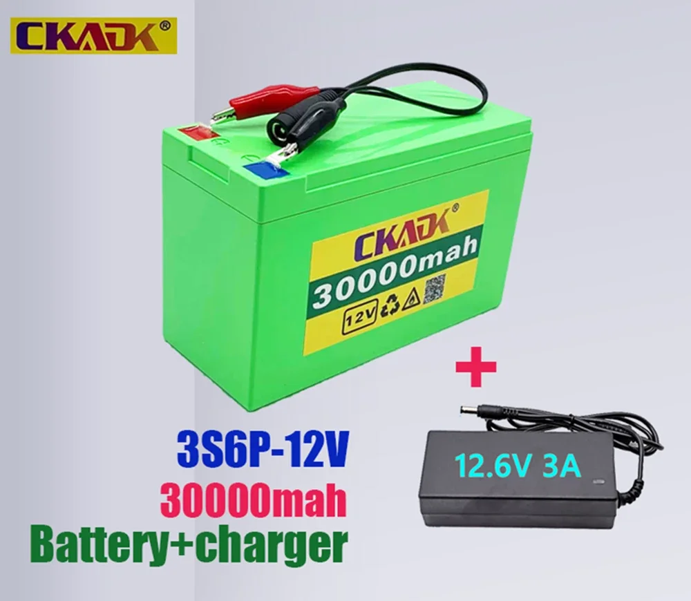 

12 В 30 Ач 18650 литий-ионный Аккумуляторный блок 3S6P электрический автомобиль игрушечный спрей контроль доступа встроенное зарядное устройство BMS + 12,6 в