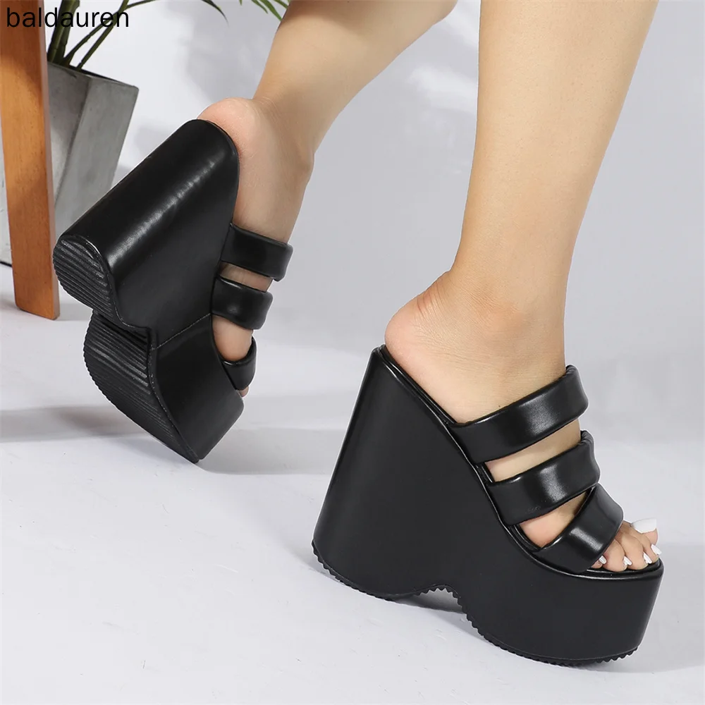 

Baldauren Women Slippers High Heels Open Toe Fashion Slip On Sandals Wedge Platform Black High Heel Sandals